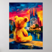 Barcelona Teddy Fauvist Sunset Skyline Print (Voorkant)