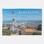 Barcelona Tibidabo uitzicht theedoek (Horizontaal)