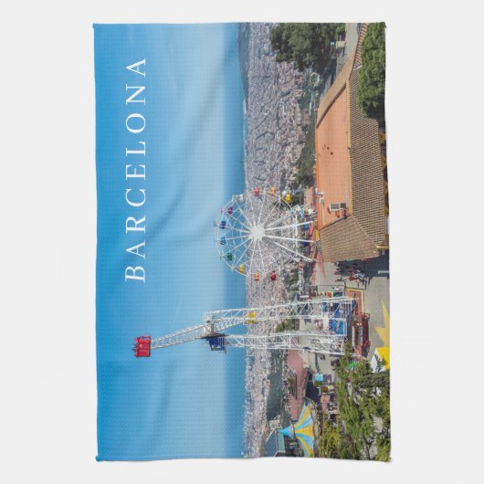 Barcelona Tibidabo uitzicht theedoek (Verticaal)