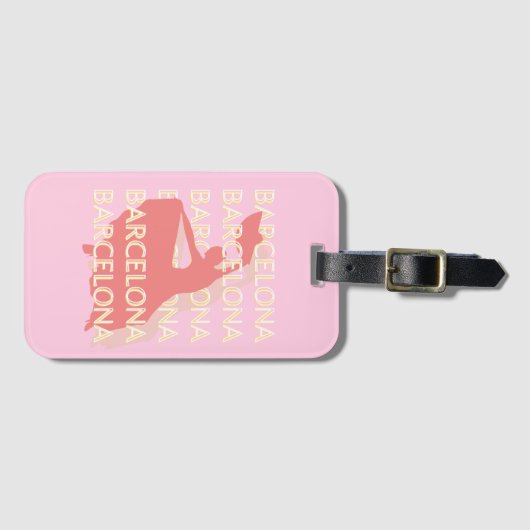 Barcelona Travel Art, Roze, Pastel Bagagelabel (Voorkant (horizontaal))