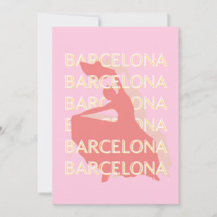 Barcelona Travel Art, Roze, Pastel Feestdagenkaart