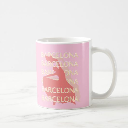 Barcelona Travel Art, Roze, Pastel Koffiemok (Rechts)