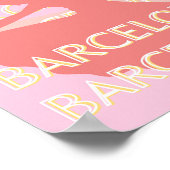 Barcelona Travel Art, Roze, Pastel Poster (Hoek)