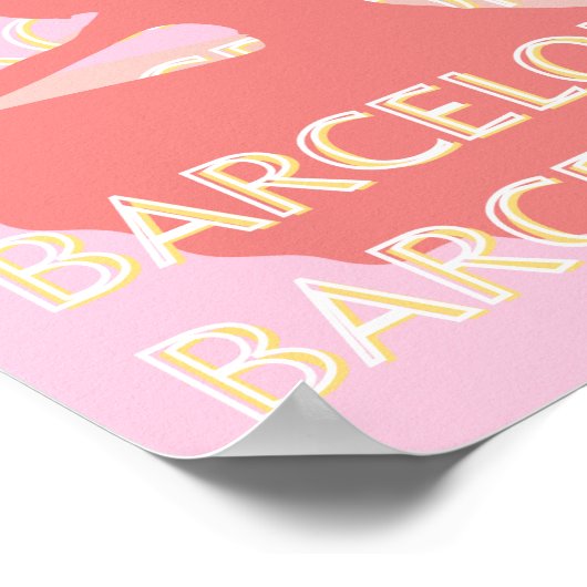 Barcelona Travel Art, Roze, Pastel Poster (Hoek)