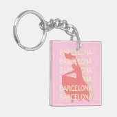 Barcelona Travel Art, Roze, Pastel Sleutelhanger (Voorkant Links)
