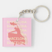 Barcelona Travel Art, Roze, Pastel Sleutelhanger (Achterkant)