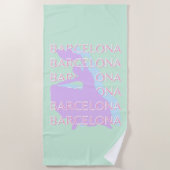 Barcelona Travel Art, Spanje Kunst, Pastel, Groen Strandlaken (Voorkant)