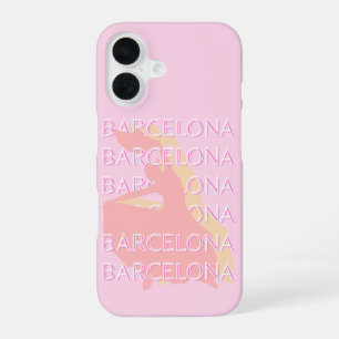 Barcelona Travel Art, Spanje Kunst, Roze, Pastel iPhone 16 Hoesje