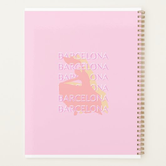 Barcelona Travel Art, Spanje Kunst, Roze, Pastel Planner (Achterkant)