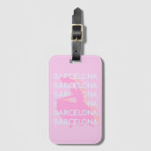 Barcelona Travel Art, Spanje, Pastel, Roze Bagagelabel (Voorkant (verticaal))