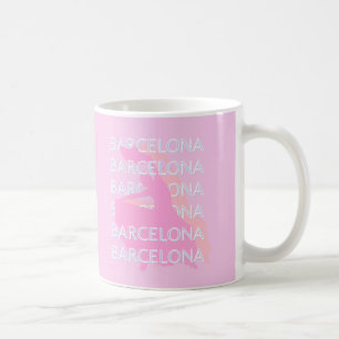 Barcelona Travel Art, Spanje, Pastel, Roze Koffiemok