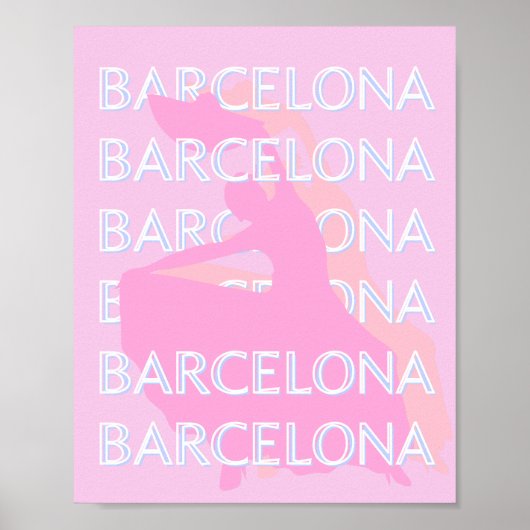 Barcelona Travel Art, Spanje, Pastel, Roze Poster (Voorkant)