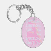 Barcelona Travel Art, Spanje, Pastel, Roze Sleutelhanger (Voorkant Links)