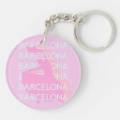 Barcelona Travel Art, Spanje, Pastel, Roze Sleutelhanger (Achterkant)