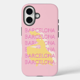 Barcelona Travel Art, Spanje, Reiskunst, Roze iPhone 16 Hoesje