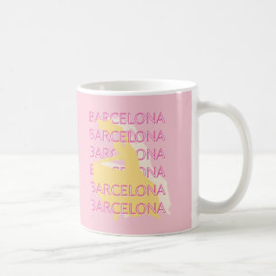 Barcelona Travel Art, Spanje, Reiskunst, Roze Koffiemok