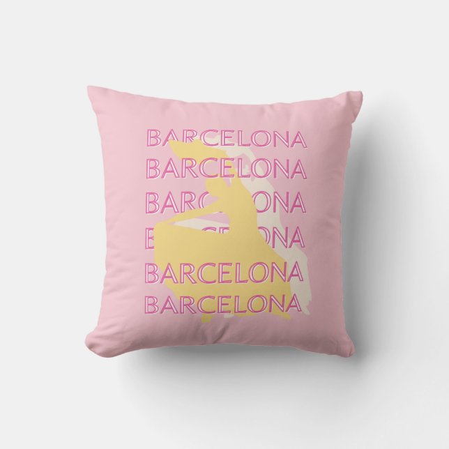 Barcelona Travel Art, Spanje, Reiskunst, Roze Kussen (Voorkant)