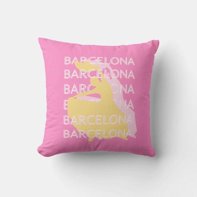 Barcelona Travel Art, Spanje, Reiskunst, Roze Kussen (Voorkant)