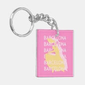 Barcelona Travel Art, Spanje, Reiskunst, Roze Sleutelhanger (Voorkant Links)