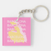 Barcelona Travel Art, Spanje, Reiskunst, Roze Sleutelhanger (Achterkant)