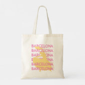 Barcelona Travel Art, Spanje, Reiskunst, Roze Tote Bag (Achterkant)
