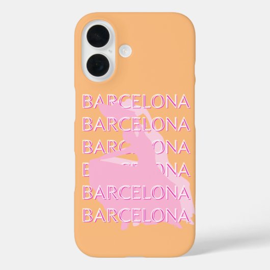 Barcelona Travel Art, Spanje, Sinaasappel, Roze Case-Mate iPhone Case (Achterkant)
