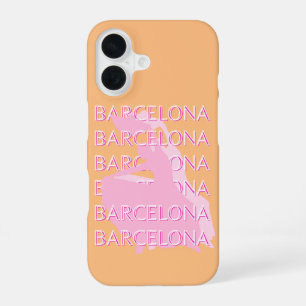 Barcelona Travel Art, Spanje, Sinaasappel, Roze iPhone 16 Hoesje