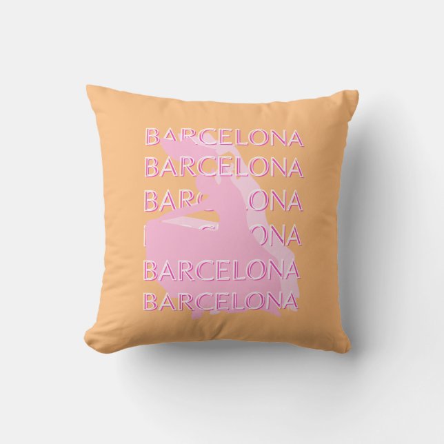 Barcelona Travel Art, Spanje, Sinaasappel, Roze Kussen (Voorkant)
