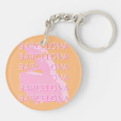 Barcelona Travel Art, Spanje, Sinaasappel, Roze Sleutelhanger (Achterkant)