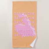 Barcelona Travel Art, Spanje, Sinaasappel, Roze Strandlaken (Voorkant)