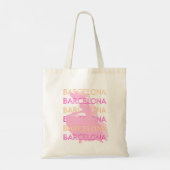 Barcelona Travel Art, Spanje, Sinaasappel, Roze Tote Bag (Achterkant)