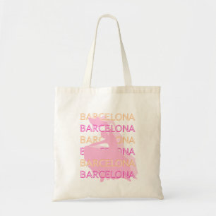 Barcelona Travel Art, Spanje, Sinaasappel, Roze Tote Bag