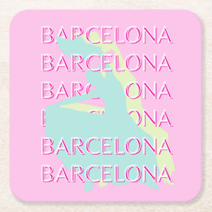 Barcelona Travel Art, Spanje Travel Art, Roze Kartonnen Onderzetters