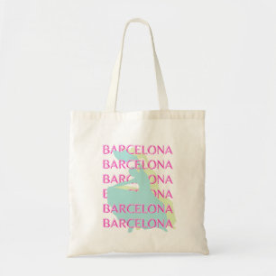 Barcelona Travel Art, Spanje Travel Art, Roze Tote Bag