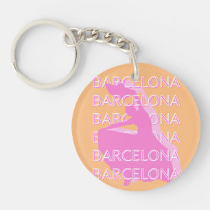 Barcelona Travel Art, Spanje Travel Art, Sinaasapp Sleutelhanger