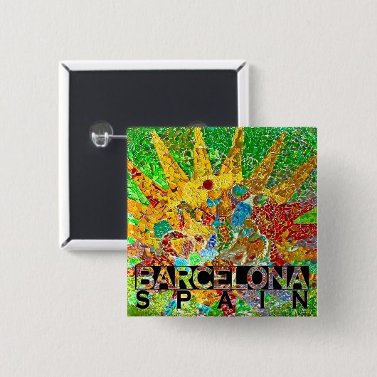 Barcelona Vierkante Button 5,1 Cm (Voorkant /achterkant)