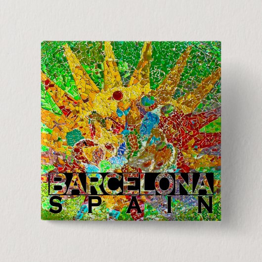 Barcelona Vierkante Button 5,1 Cm (Voorkant)