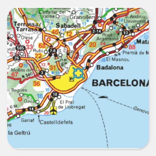 BARCELONA VIERKANTE STICKER (Voorkant)