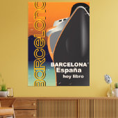Barcelona vintage cruise schip reisposter canvas afdruk (Insitu (Woonkamer))