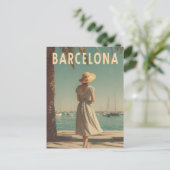 Barcelona vintage reis briefkaart (Staand voorkant)