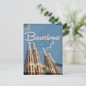 Barcelona vintage reisposter briefkaart (Staand voorkant)