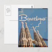 Barcelona vintage reisposter briefkaart (Voorkant / Achterkant)
