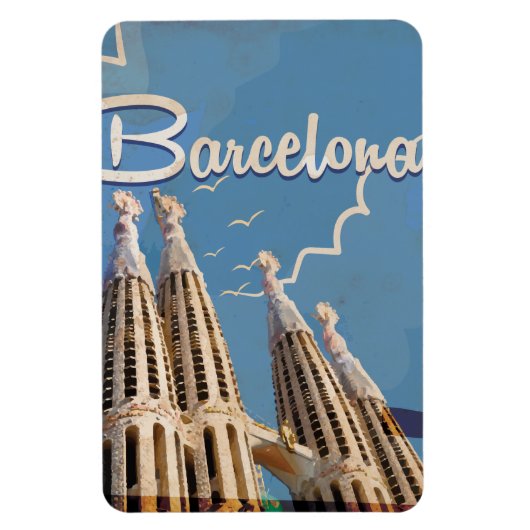 Barcelona vintage reisposter magneet (Verticaal)