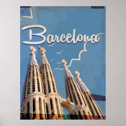 Barcelona vintage reisposter poster (Voorkant)