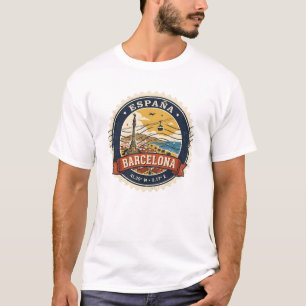 Barcelona Vintage Reisstempel Spanje T-shirt