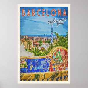 Barcelona Vintage reizen fotografisch Poster