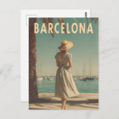 Barcelona vintage travel briefkaart (Voorkant / Achterkant)