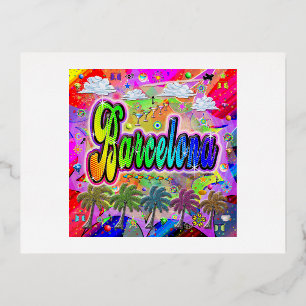 Barcelona Vista Express-Briefkaart Folie Feestdagen Briefkaart