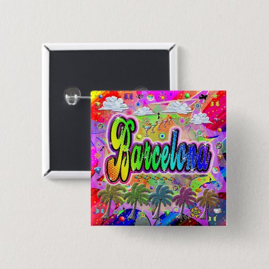 Barcelona Vista Express-Button Vierkante Button 5,1 Cm (Voorkant /achterkant)
