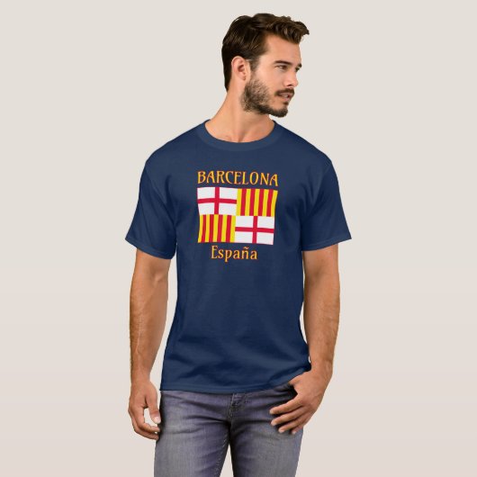 Barcelona vlag in rood wit en geel t-shirt (Voorkant volledig)